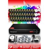 Bayicam 32 Kameralı Süper 32 Dış Kamera Set 100 GB 5 MP 2K Net Renkli Gece Görüşlü Güvenlik Kamerası Sistemi