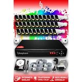 Bayicam 32 Kameralı Süper 32 Dış Kamera Set 250 GB 5 MP 2K Net Renkli Gece Görüşlü Güvenlik Kamerası Sistemi
