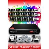 Bayicam 32 Kameralı Ultra 32 Dış Kamera Set 250 GB 5 MP 2K Net Renkli Gece Görüşlü Güvenlik Kamerası Sistemi