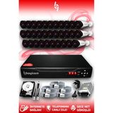 BAYICAM 32 Kameralı Uzay 32 Dış Kamera Set 100 GB HDD Full HD Gece Görüşlü Güvenlik Kamerası Sistemi
