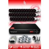 BAYICAM 32 Kameralı Uzay 32 Dış Kamera Set HDD'siz Full HD Gece Görüşlü Güvenlik Kamerası Sistemi