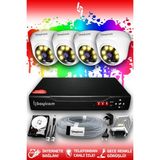 BAYICAM 4 Kameralı Dome 4 İç Kamera Set 2 TB HDD Full HD Renkli Gece Görüşlü Güvenlik Kamerası Sistemi
