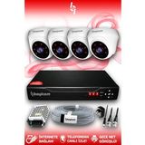BAYICAM 4 Kameralı Dome 4 İç Kamera Set HDD'siz Full HD Gece Görüşlü Güvenlik Kamerası Sistemi