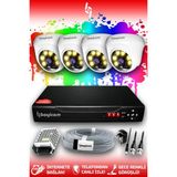 BAYICAM 4 Kameralı Dome 4 İç Kamera Set HDD'siz Full HD Renkli Gece Görüşlü Güvenlik Kamerası Sistemi