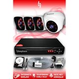 BAYICAM 4 Kameralı Kare 1 İç Kamera Set 500 GB HDD Full HD Gece Görüşlü Güvenlik Kamerası Sistemi