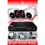 BAYICAM 4 Kameralı Kare 2 İç Kamera Set 1 TB HDD Full HD Gece Görüşlü Güvenlik Kamerası Sistemi