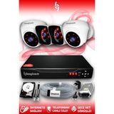 BAYICAM 4 Kameralı Kare 2 İç Kamera Set 500 GB HDD Full HD Gece Görüşlü Güvenlik Kamerası Sistemi