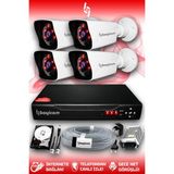 BAYICAM 4 Kameralı Kare 4 Dış Kamera Set 320 GB HDD Full HD Gece Görüşlü Güvenlik Kamerası Sistemi