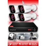 BAYICAM 4 Kameralı Kare 4 Dış Kamera Set 500 GB HDD Full HD Gece Görüşlü Güvenlik Kamerası Sistemi