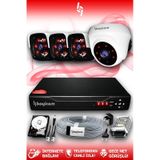BAYICAM 4 Kameralı Panda 1 İç Kamera Set 320 GB HDD Full HD Gece Görüşlü Güvenlik Kamerası Sistemi