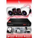 BAYICAM 4 Kameralı Panda 2 İç Kamera Set 100 GB HDD Full HD Gece Görüşlü Güvenlik Kamerası Sistemi