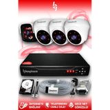 BAYICAM 4 Kameralı Panda 3 İç Kamera Set 100 GB HDD Full HD Gece Görüşlü Güvenlik Kamerası Sistemi