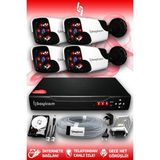 BAYICAM 4 Kameralı Panda 4 Dış Kamera Set 2 TB HDD Full HD Gece Görüşlü Güvenlik Kamerası Sistemi
