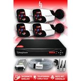 BAYICAM 4 Kameralı Panda 4 Dış Kamera Set HDD'siz Full HD Gece Görüşlü Güvenlik Kamerası Sistemi