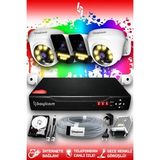 Bayicam 4 Kameralı Süper 2 İç Kamera Set 250 GB 5 MP 2K Net Renkli Gece Görüşlü Güvenlik Kamerası Sistemi