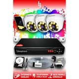 Bayicam 4 Kameralı Süper 3 İç Kamera Set 100 GB 5 MP 2K Net Renkli Gece Görüşlü Güvenlik Kamerası Sistemi