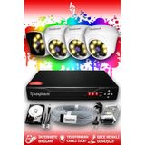 Bayicam 4 Kameralı Süper 3 İç Kamera Set 320 GB 5 MP 2K Net Renkli Gece Görüşlü Güvenlik Kamerası Sistemi