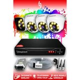 Bayicam 4 Kameralı Süper 3 İç Kamera Set HDD'siz 5 MP 2K Net Renkli Gece Görüşlü Güvenlik Kamerası Sistemi