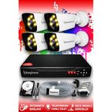 Bayicam 4 Kameralı Süper 4 Dış Kamera Set 1 TB 5 MP 2K Net Renkli Gece Görüşlü Güvenlik Kamerası Sistemi