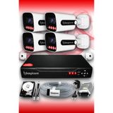 Bayicam 4 Kameralı Süper 4 Dış Kamera Set 250 GB 5 MP 2K Net Gece Görüşlü Güvenlik Kamerası Sistemi