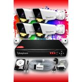 Bayicam 4 Kameralı Süper 4 Dış Kamera Set 250 GB 5 MP 2K Renkli Gece Görüşlü Güvenlik Kamerası Sistemi