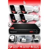Bayicam 4 Kameralı Süper 4 Dış Kamera Set 320 GB 5 MP 2K Net Gece Görüşlü Güvenlik Kamerası Sistemi