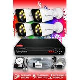 Bayicam 4 Kameralı Süper 4 Dış Kamera Set 320 GB 5 MP 2K Net Renkli Gece Görüşlü Güvenlik Kamerası Sistemi