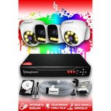 Bayicam 4 Kameralı Ultra 2 İç Kamera Set 320 GB 5 MP 2K Net Renkli Gece Görüşlü Güvenlik Kamerası Sistemi
