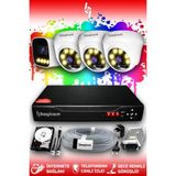 Bayicam 4 Kameralı Ultra 3 İç Kamera Set 1 TB 5 MP 2K Net Renkli Gece Görüşlü Güvenlik Kamerası Sistemi