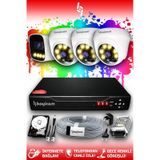 Bayicam 4 Kameralı Ultra 3 İç Kamera Set 2 TB 5 MP 2K Net Renkli Gece Görüşlü Güvenlik Kamerası Sistemi