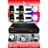 Bayicam 4 Kameralı Ultra 4 Dış Kamera Set 320 GB 5 MP 2K Net Renkli Gece Görüşlü Güvenlik Kamerası Sistemi