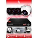 BAYICAM 4 Kameralı Uzay 1 İç Kamera Set 500 GB HDD Full HD Gece Görüşlü Güvenlik Kamerası Sistemi