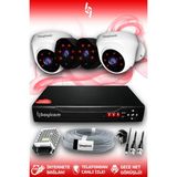 BAYICAM 4 Kameralı Uzay 2 İç Kamera Set HDD'siz Full HD Gece Görüşlü Güvenlik Kamerası Sistemi