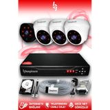BAYICAM 4 Kameralı Uzay 3 İç Kamera Set 2 TB HDD Full HD Gece Görüşlü Güvenlik Kamerası Sistemi