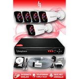 BAYICAM 5 Kameralı Kare 5 Dış Kamera Set 250 GB HDD Full HD Gece Görüşlü Güvenlik Kamerası Sistemi