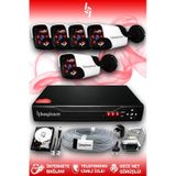 BAYICAM 5 Kameralı Panda 5 Dış Kamera Set 2 TB HDD Full HD Gece Görüşlü Güvenlik Kamerası Sistemi