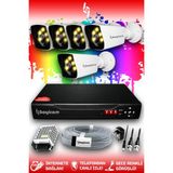 Bayicam 5 Kameralı Süper 5 Dış Kamera Set HDD'siz 5 MP 2K Net Renkli Gece Görüşlü Güvenlik Kamerası Sistemi