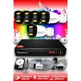 Bayicam 5 Kameralı Ultra 5 Dış Kamera Set 100 GB 5 MP 2K Net Renkli Gece Görüşlü Güvenlik Kamerası Sistemi