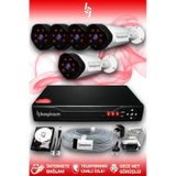 BAYICAM 5 Kameralı Uzay 5 Dış Kamera Set 2 TB HDD Full HD Gece Görüşlü Güvenlik Kamerası Sistemi