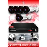 BAYICAM 5 Kameralı Uzay 5 Dış Kamera Set 320 GB HDD Full HD Gece Görüşlü Güvenlik Kamerası Sistemi