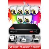BAYICAM 6 Kameralı Dome 6 İç Kamera Set 2 TB HDD Full HD Renkli Gece Görüşlü Güvenlik Kamerası Sistemi