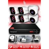 BAYICAM 6 Kameralı Kare 2 İç Kamera Set 500 GB HDD Full HD Gece Görüşlü Güvenlik Kamerası Sistemi