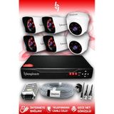 BAYICAM 6 Kameralı Kare 2 İç Kamera Set HDD'siz Full HD Gece Görüşlü Güvenlik Kamerası Sistemi