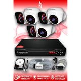 BAYICAM 6 Kameralı Kare 3 İç Kamera Set 1 TB HDD Full HD Gece Görüşlü Güvenlik Kamerası Sistemi