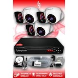 BAYICAM 6 Kameralı Kare 3 İç Kamera Set 2 TB HDD Full HD Gece Görüşlü Güvenlik Kamerası Sistemi
