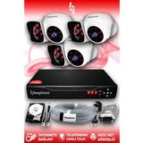 BAYICAM 6 Kameralı Kare 3 İç Kamera Set 250 GB HDD Full HD Gece Görüşlü Güvenlik Kamerası Sistemi