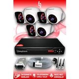 BAYICAM 6 Kameralı Kare 3 İç Kamera Set HDD'siz Full HD Gece Görüşlü Güvenlik Kamerası Sistemi