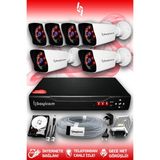 BAYICAM 6 Kameralı Kare 6 Dış Kamera Set 1 TB HDD Full HD Gece Görüşlü Güvenlik Kamerası Sistemi