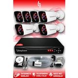 BAYICAM 6 Kameralı Kare 6 Dış Kamera Set 2 TB HDD Full HD Gece Görüşlü Güvenlik Kamerası Sistemi