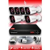 BAYICAM 6 Kameralı Kare 6 Dış Kamera Set HDD'siz Full HD Gece Görüşlü Güvenlik Kamerası Sistemi